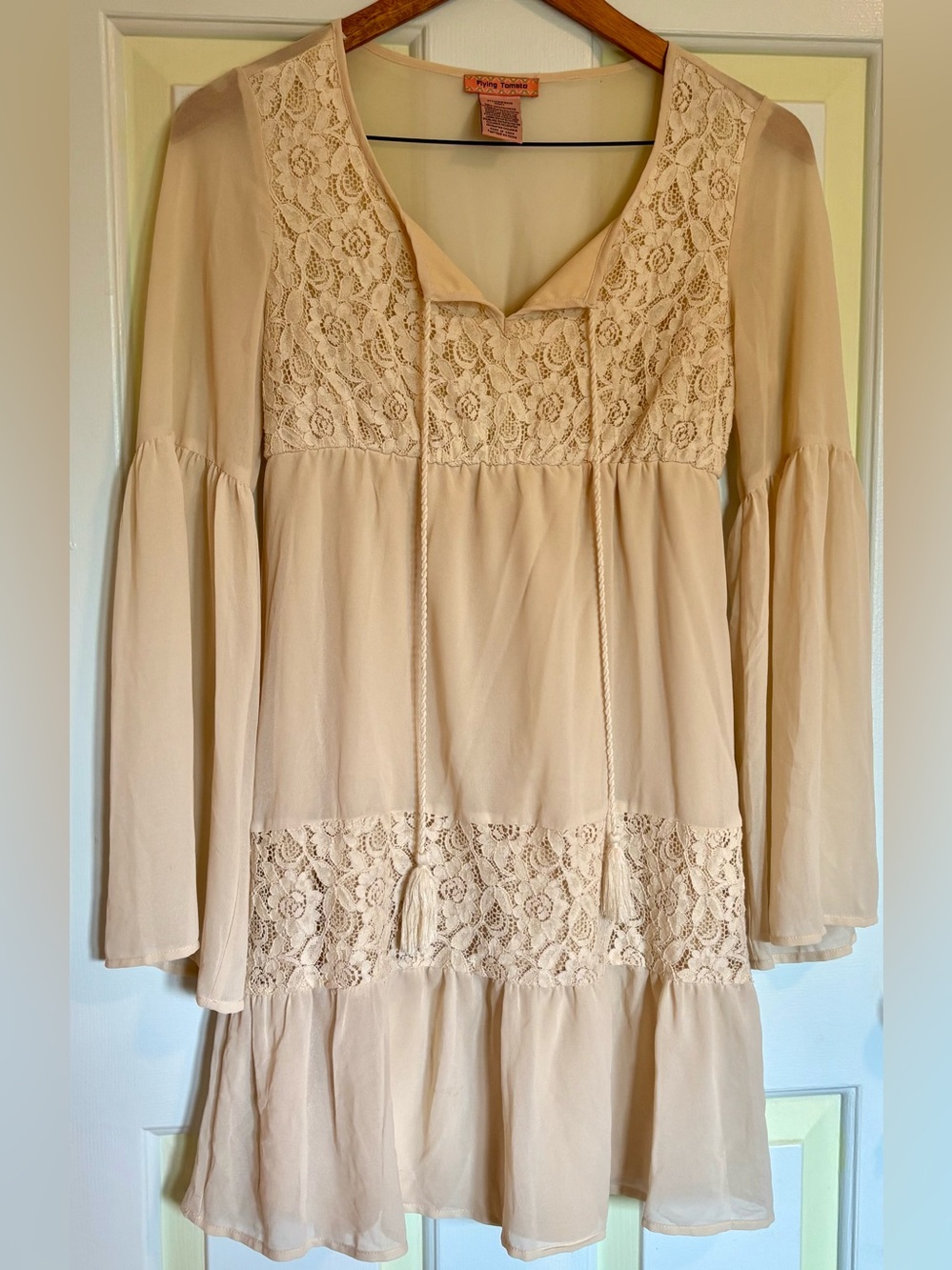 Flying Tomato Babydoll Bell Sleeve Mini Dress Size S
